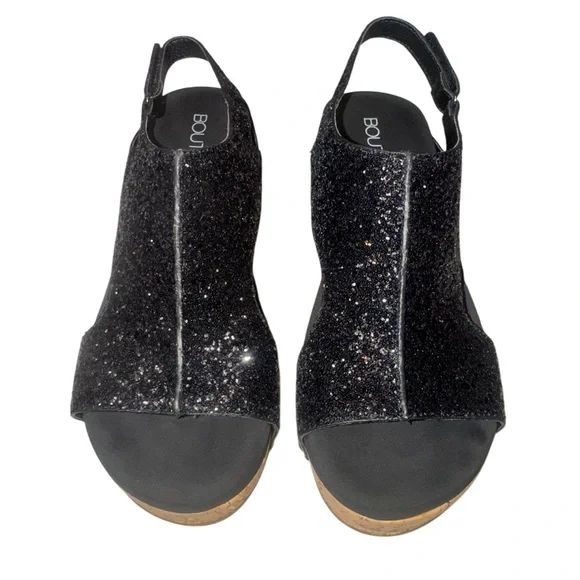 CORKY’s Boutique  Ashley black glitter wedge sandals women’s shoes size 11 - Picture 4 of 14